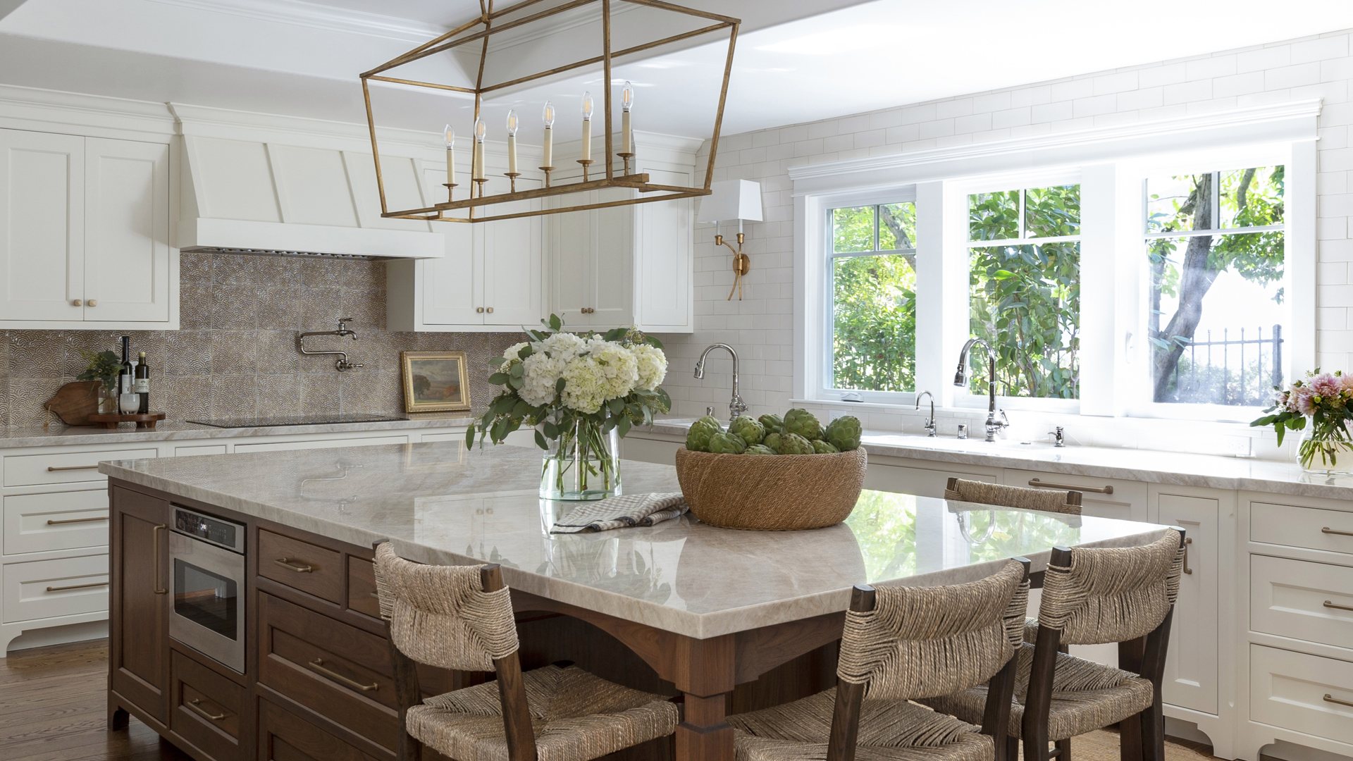 Coda Construction project photo, white kitchen with brass lighting, Dublin CA