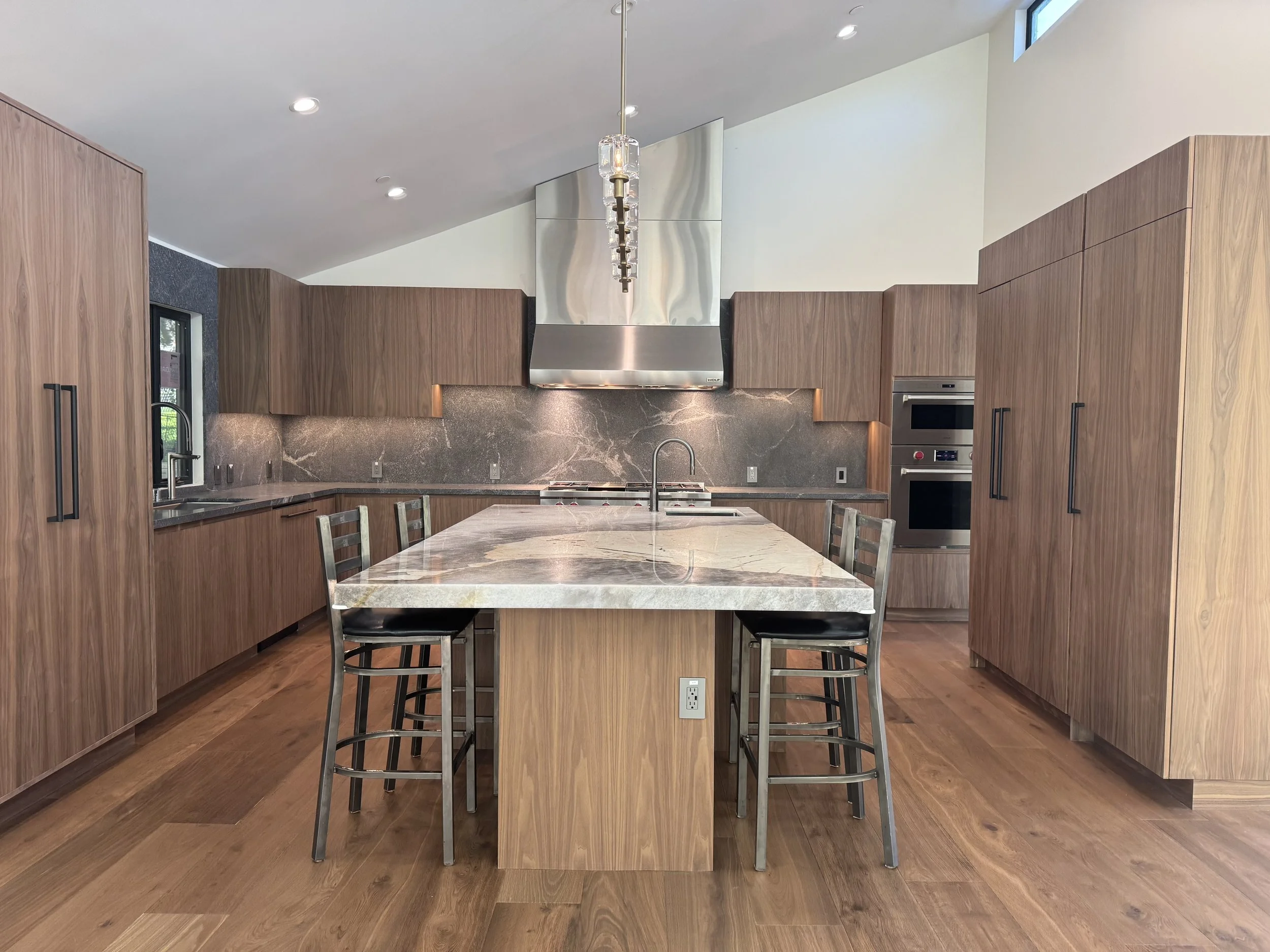 AF Woodworker, walnut kitchen with vaulted ceiling
