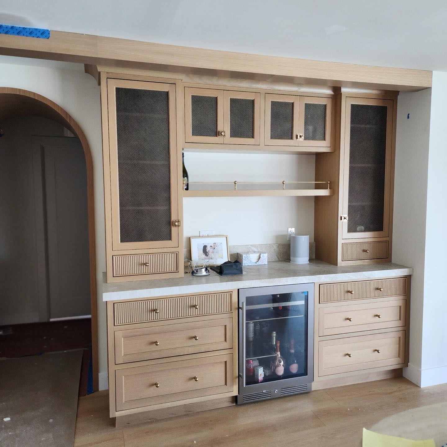 SW Custom Cabinets, built-in oak wine bar